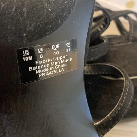 💜Fergalicous Black Suede Platform High Heels Strap Sandals size 10 Nwot - Picture 11 of 12